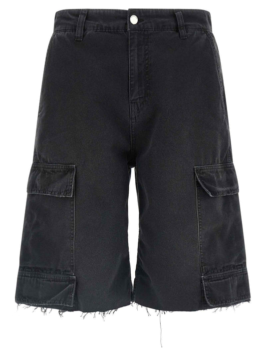 Black Cotton Bermuda Shorts