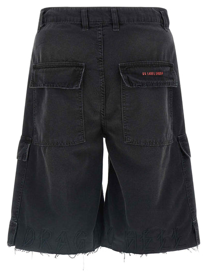 Black Cotton Bermuda Shorts