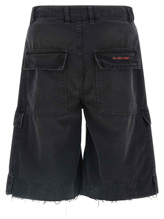 Black Cotton Bermuda Shorts