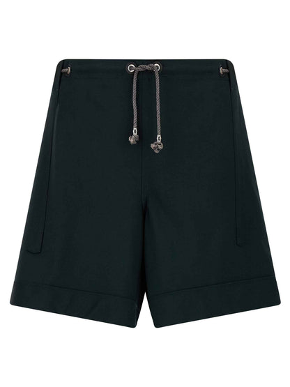 Bicolor Virgin Wool Bermuda Shorts