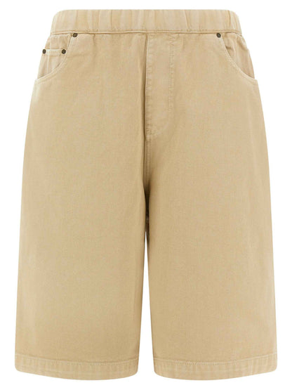 Beige Cotton Bermuda Shorts
