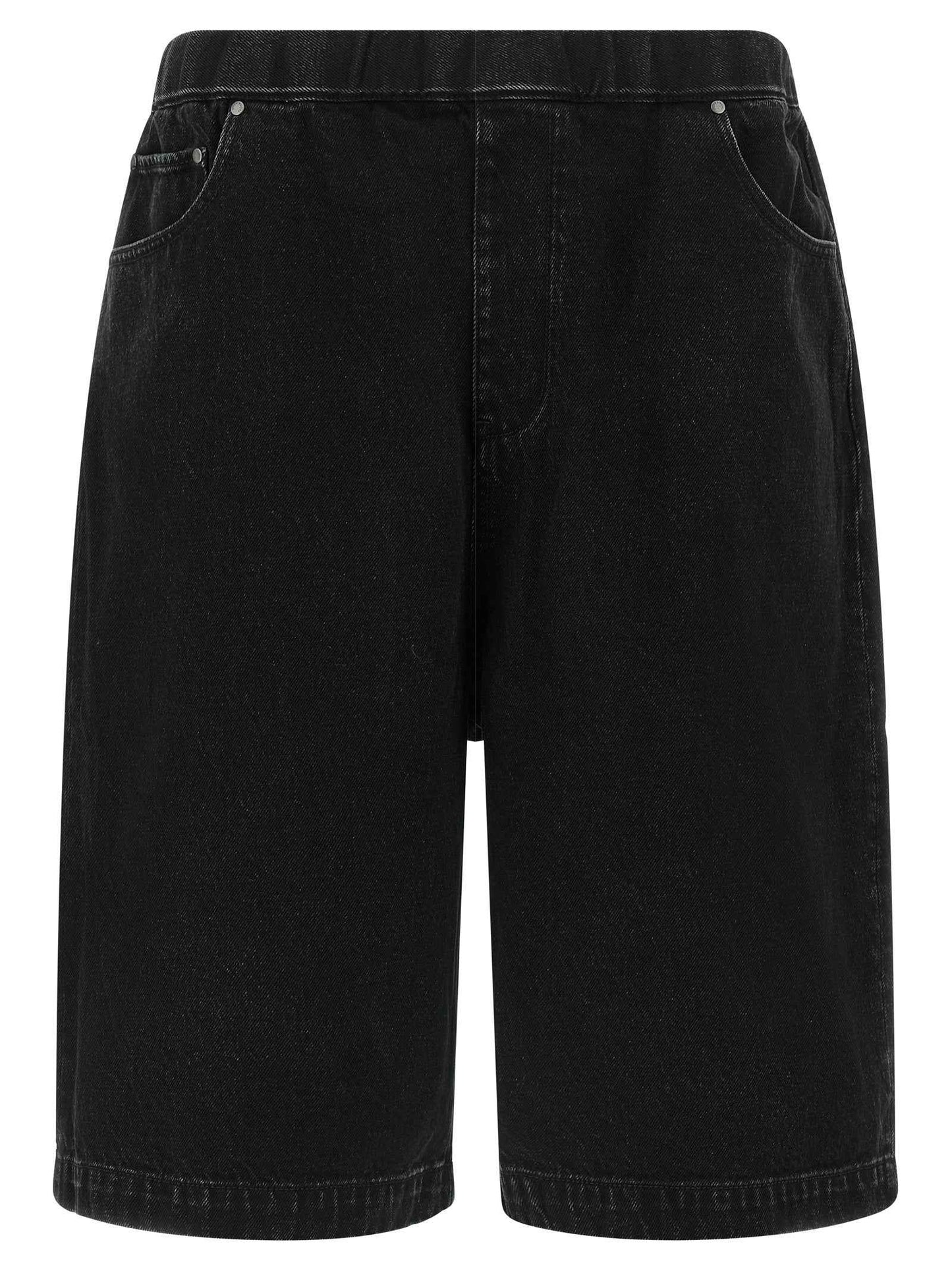 Black Cotton Bermuda Shorts
