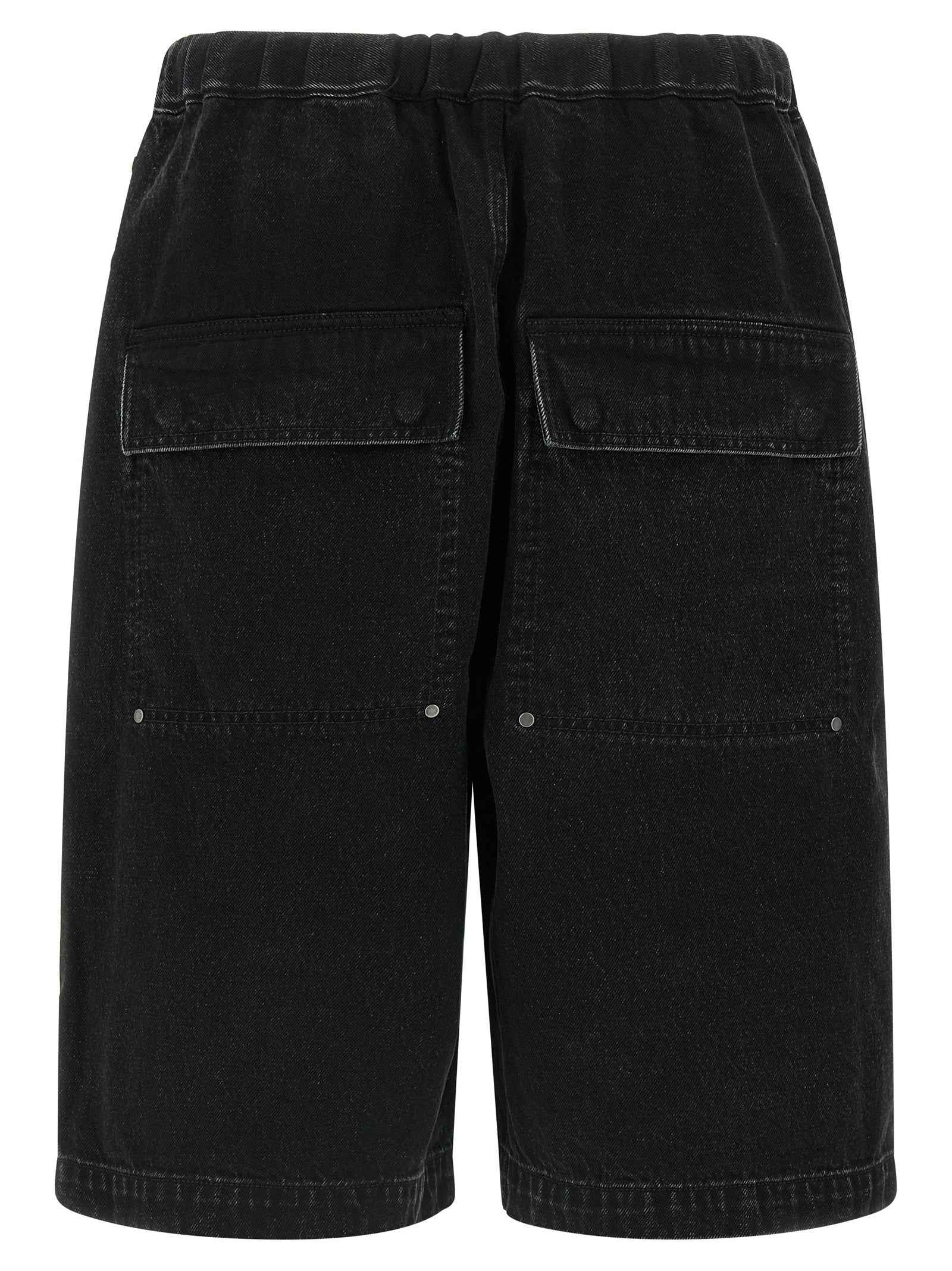 Black Cotton Bermuda Shorts
