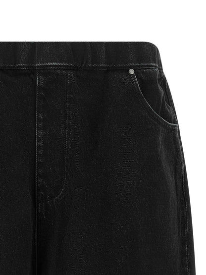 Black Cotton Bermuda Shorts