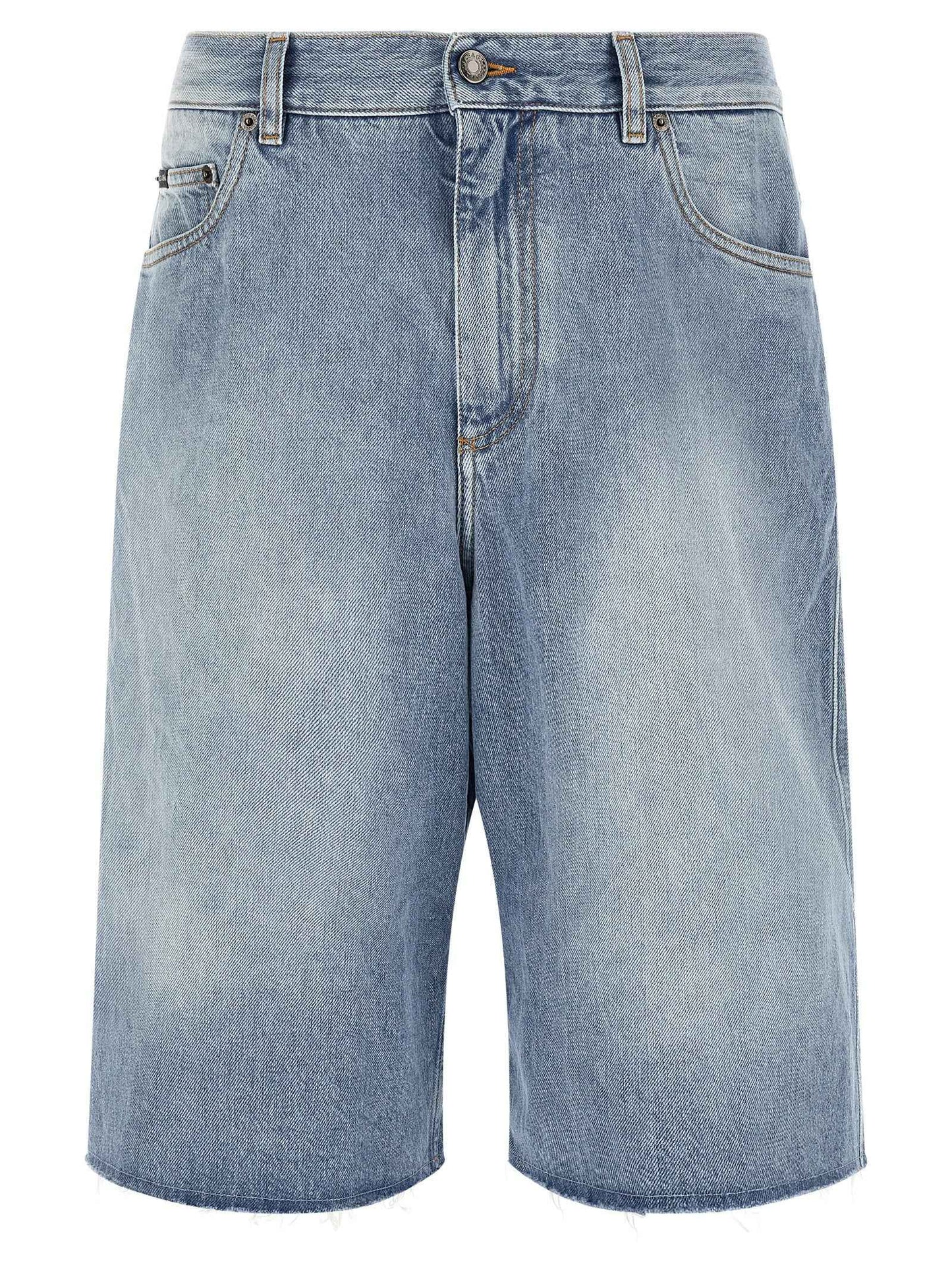 Blue Cotton Bermuda Shorts