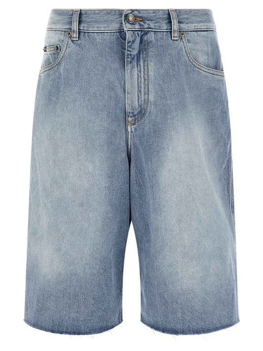Blue Cotton Bermuda Shorts