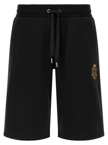 Black Cotton Bermuda Shorts