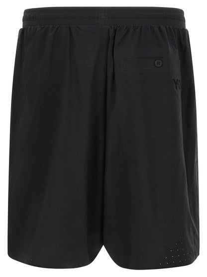 Black Polyester Bermuda Shorts