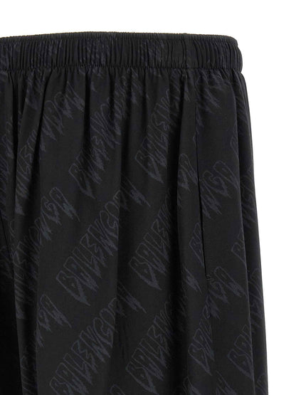 Black Viscose Bermuda Shorts