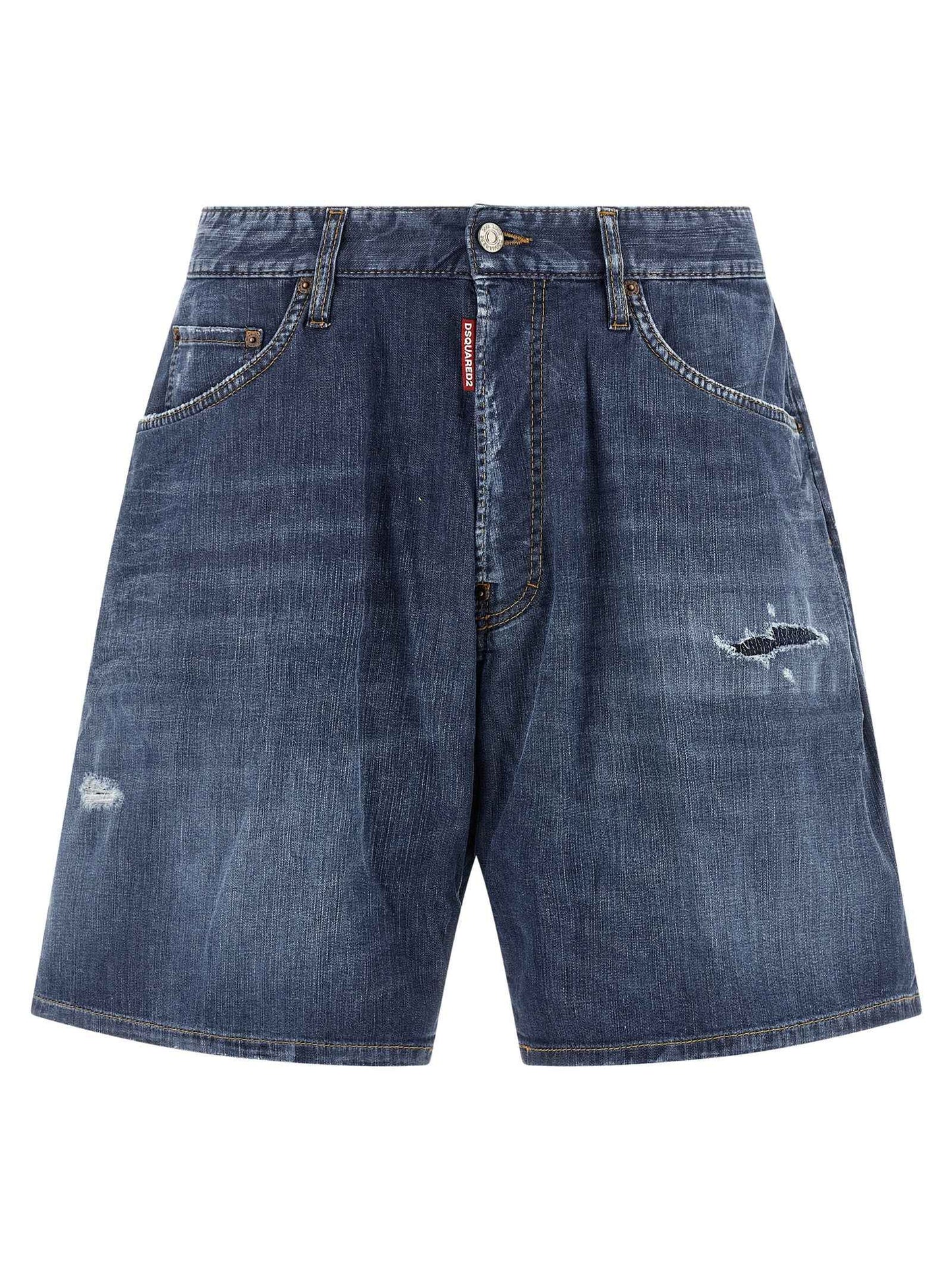 Blue Cotton Bermuda Shorts
