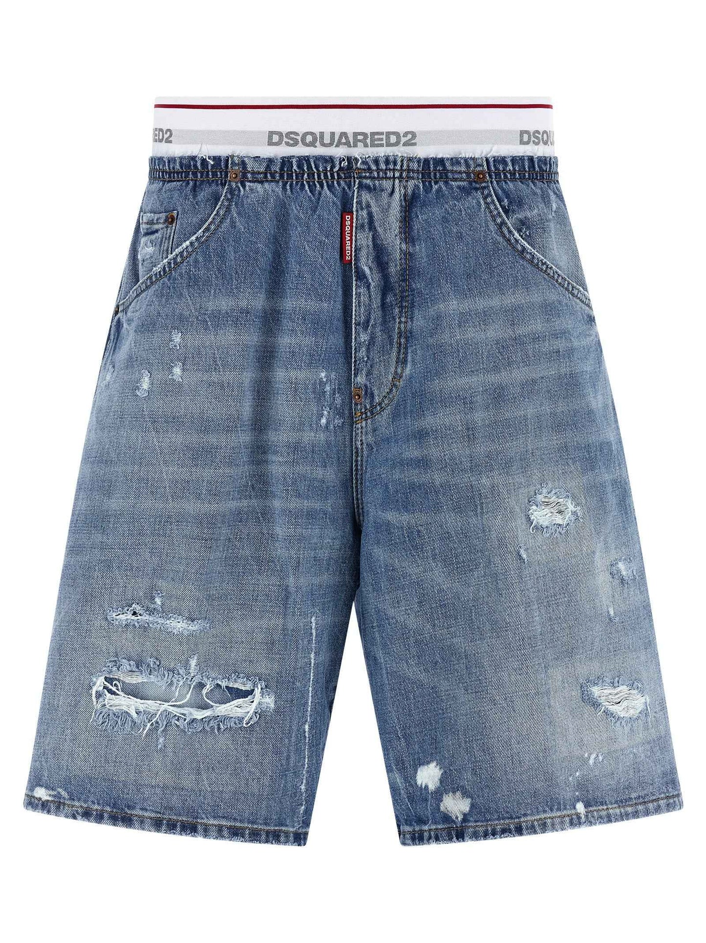 Blue Cotton Bermuda Shorts