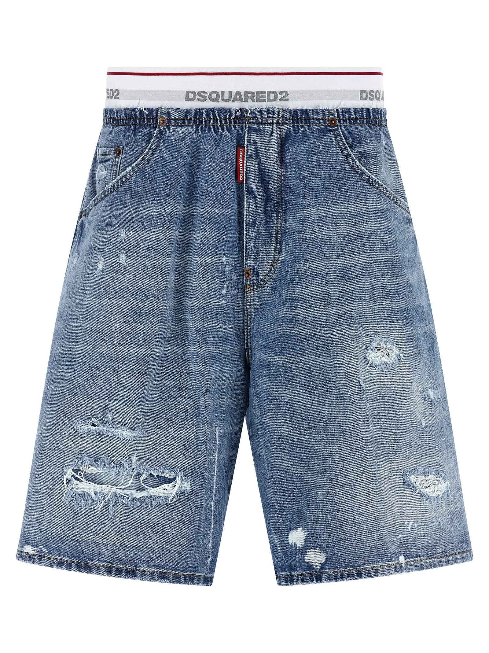 Blue Cotton Bermuda Shorts