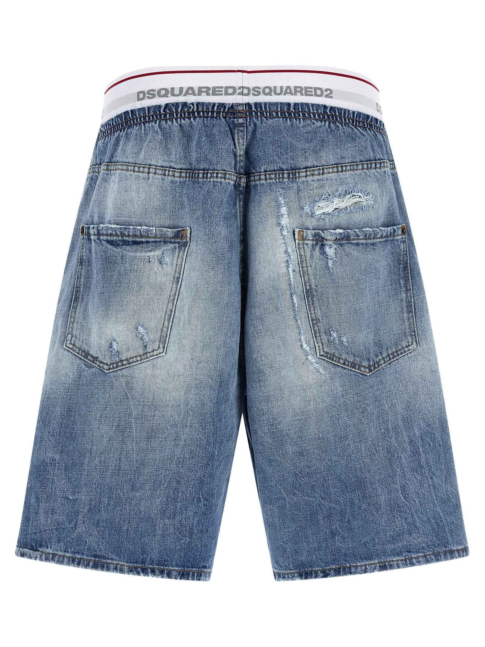 Blue Cotton Bermuda Shorts