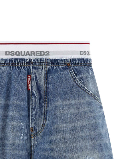 Blue Cotton Bermuda Shorts