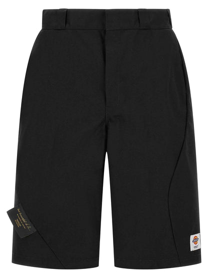 Black Polyester Bermuda Shorts