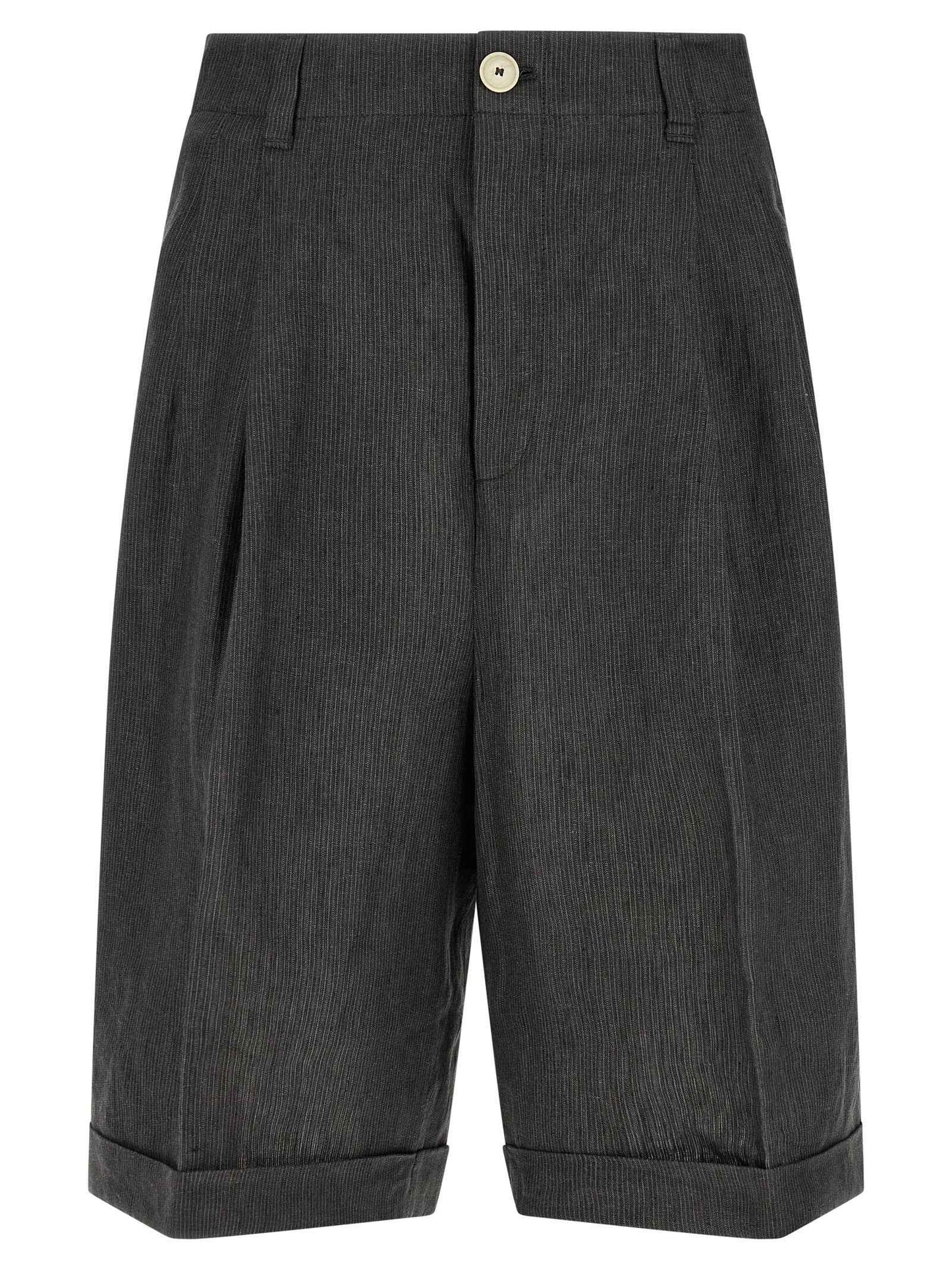 Gray Linen Bermuda Shorts