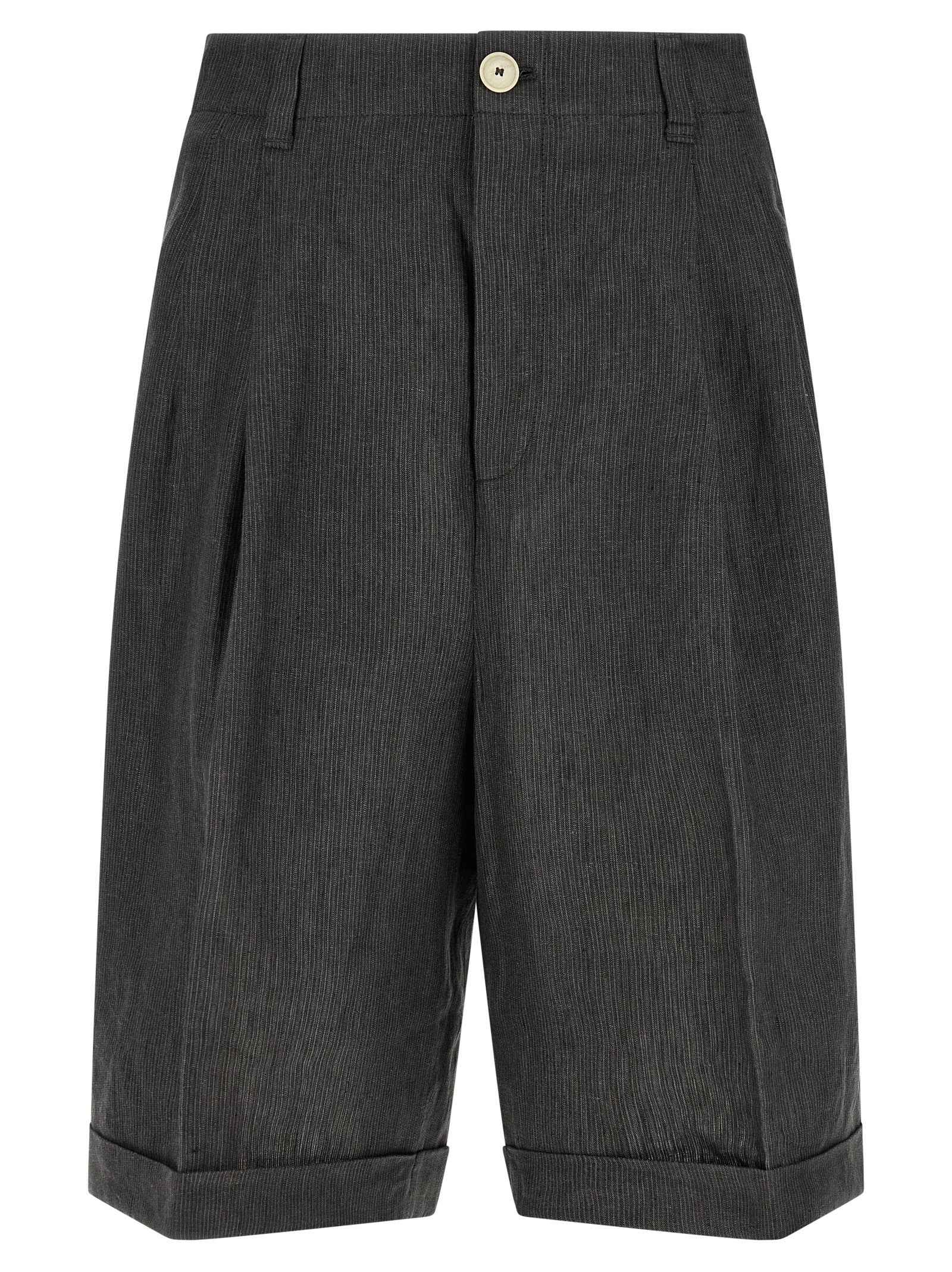 Gray Linen Bermuda Shorts