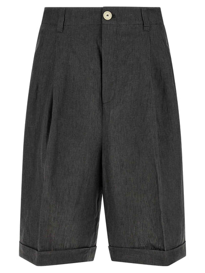 Gray Linen Bermuda Shorts