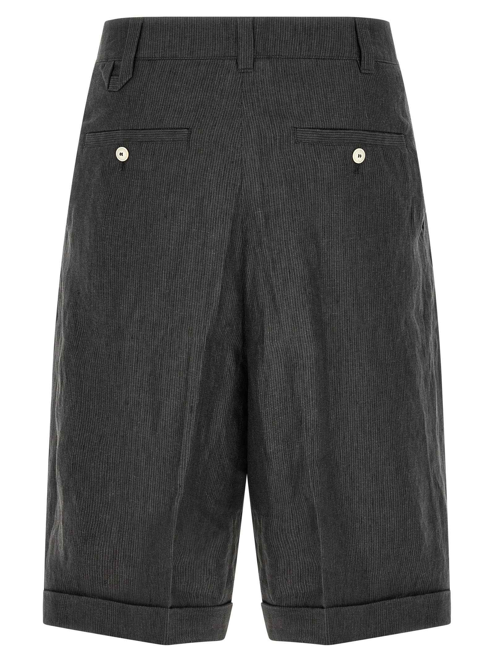 Gray Linen Bermuda Shorts
