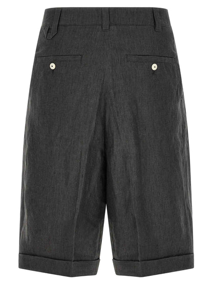 Gray Linen Bermuda Shorts