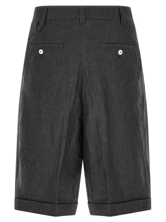 Gray Linen Bermuda Shorts