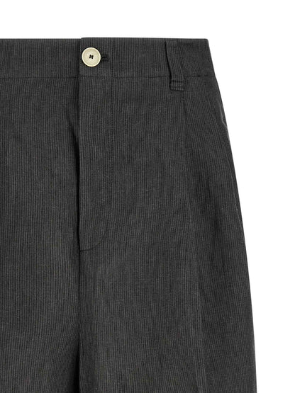 Gray Linen Bermuda Shorts
