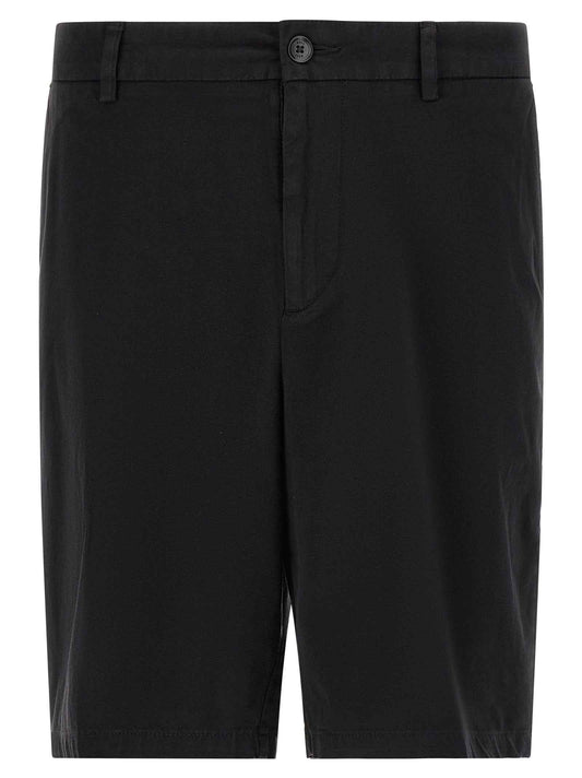 Black Cotton Bermuda Shorts