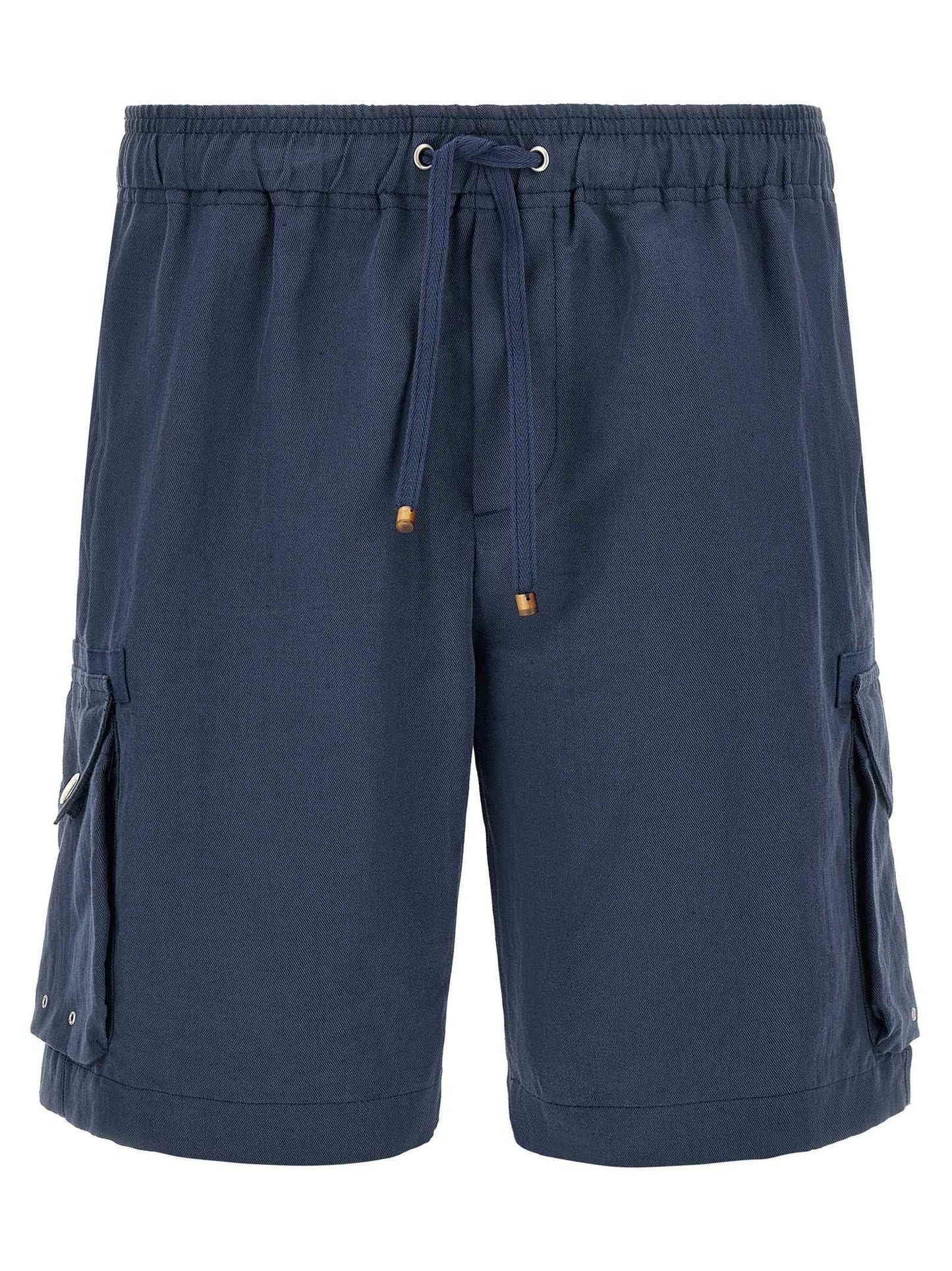 Blue Linen Bermuda Shorts