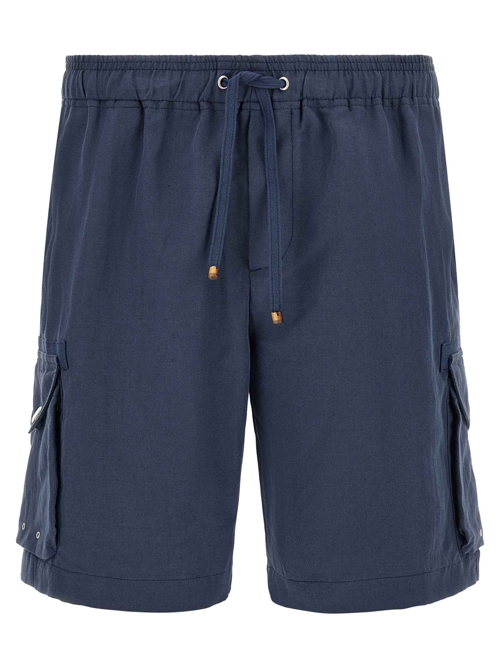 Blue Linen Bermuda Shorts