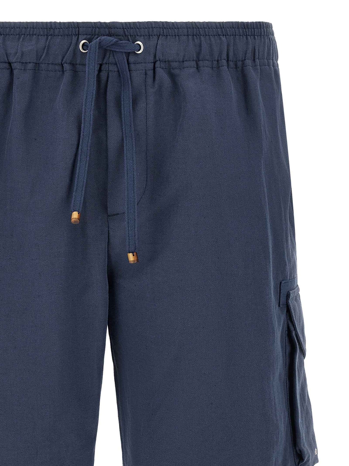 Blue Linen Bermuda Shorts