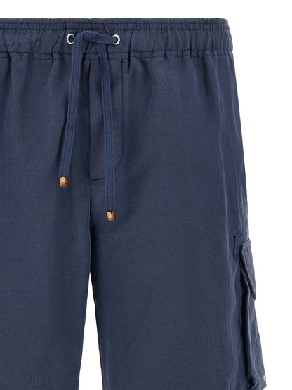 Blue Linen Bermuda Shorts