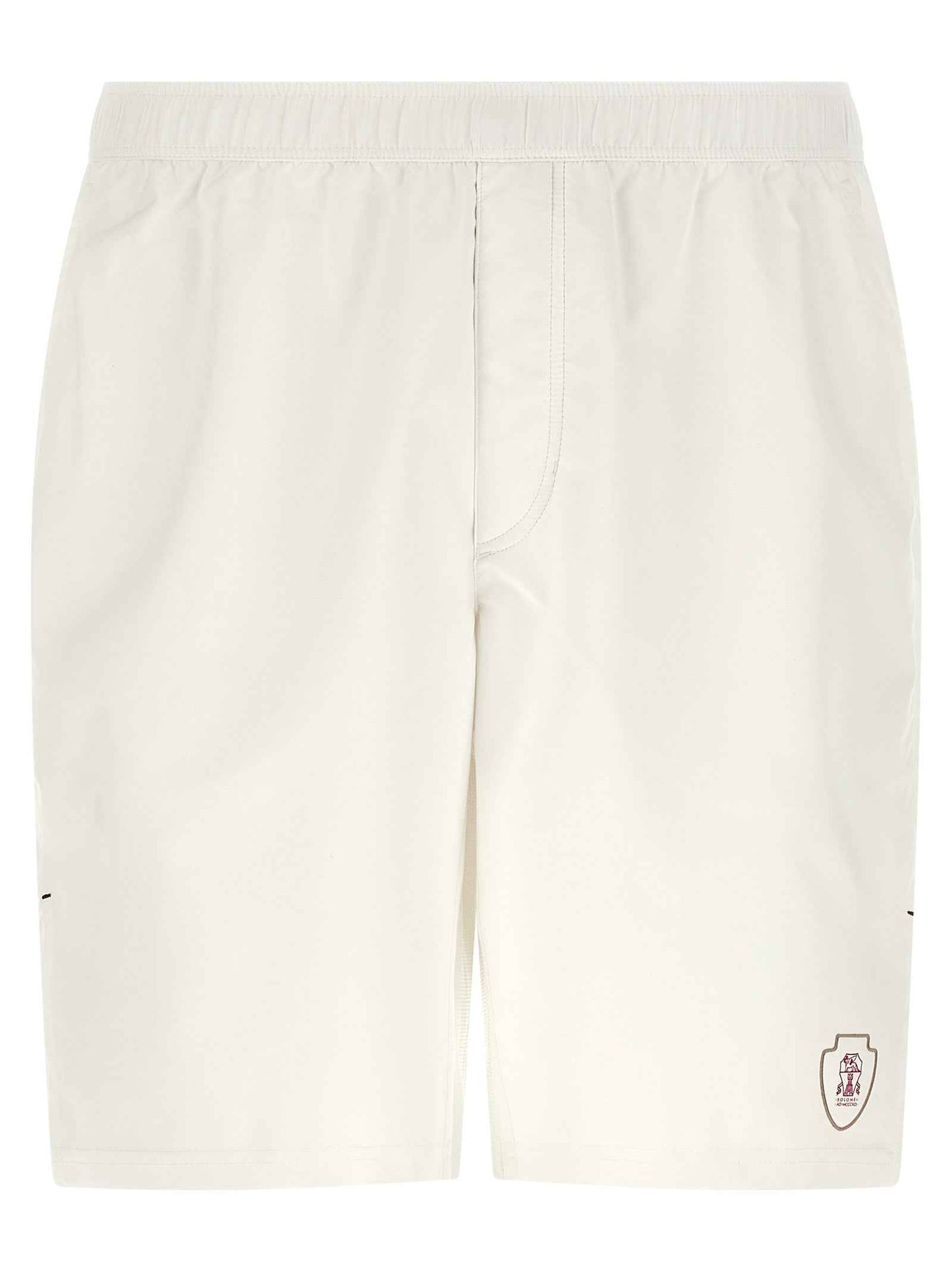 White Polyester Bermuda Shorts