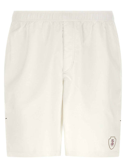 White Polyester Bermuda Shorts