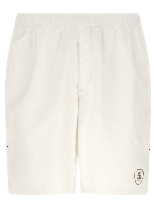 White Polyester Bermuda Shorts