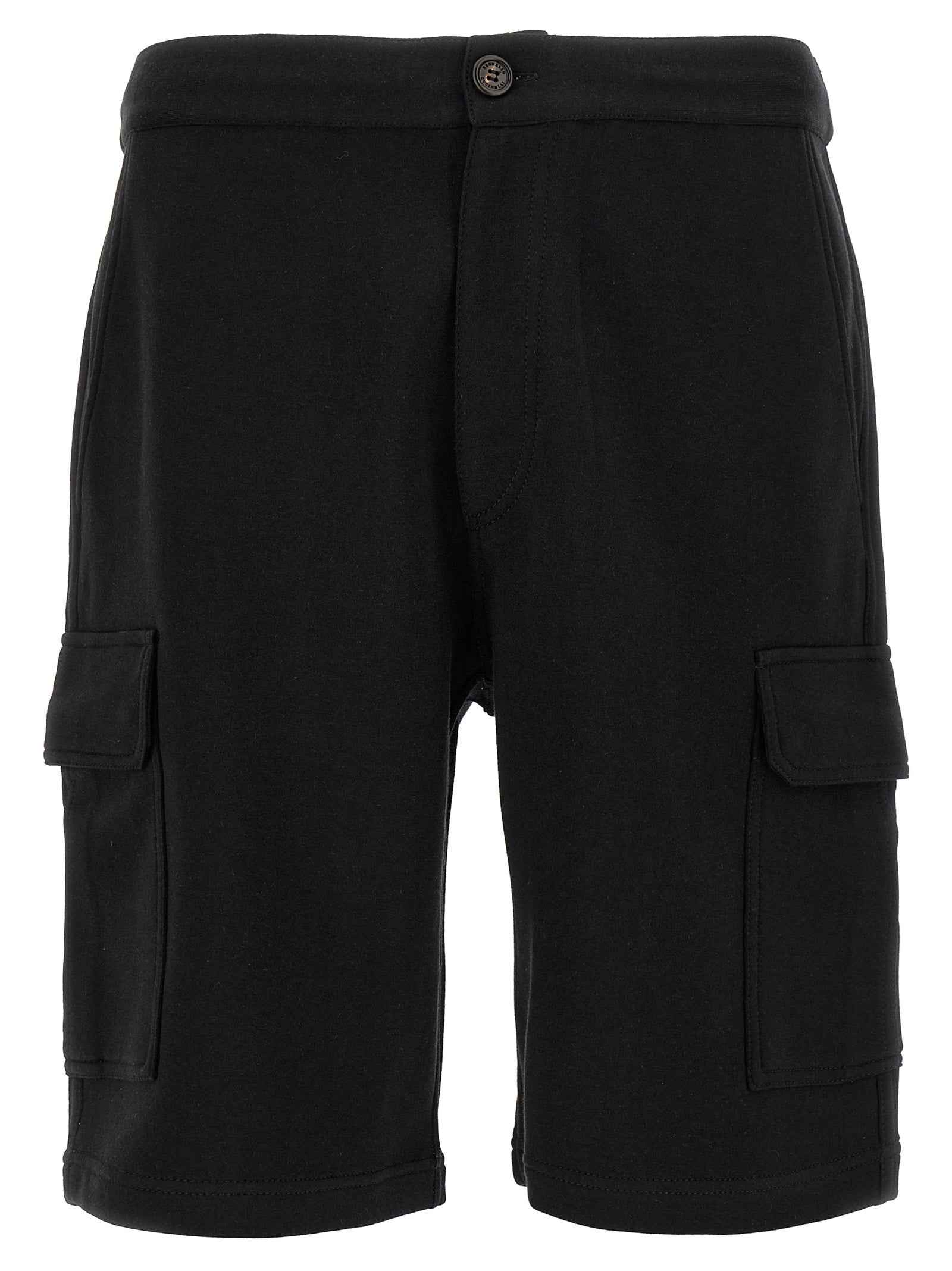 Black Cotton Bermuda Shorts