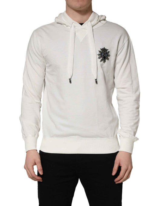 White Cotton Hooded Sweatshirt Sweater