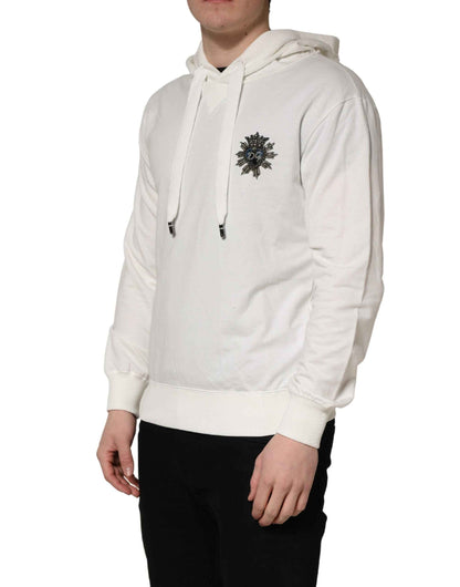 White Cotton Hooded Sweatshirt Sweater