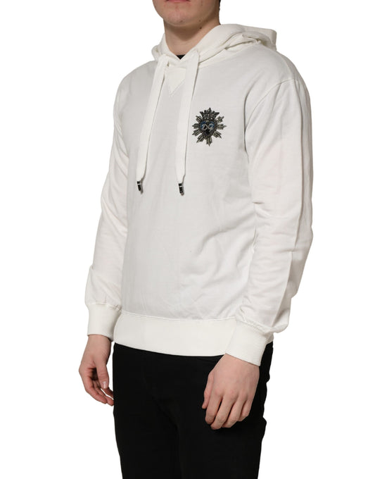White Cotton Hooded Sweatshirt Sweater