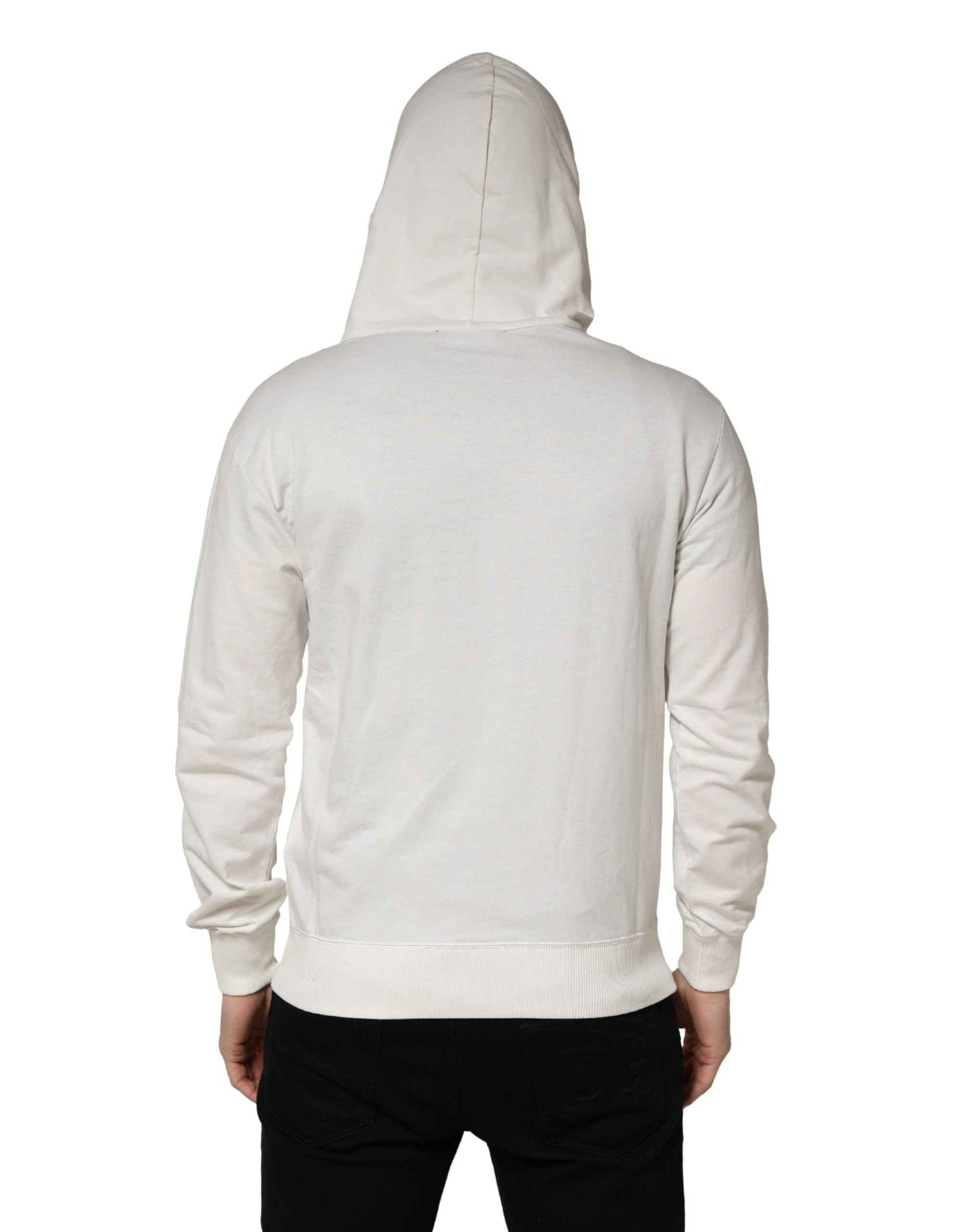 White Cotton Hooded Sweatshirt Sweater