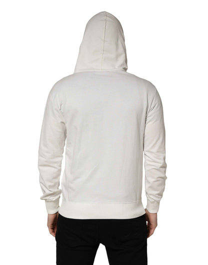 White Cotton Hooded Sweatshirt Sweater