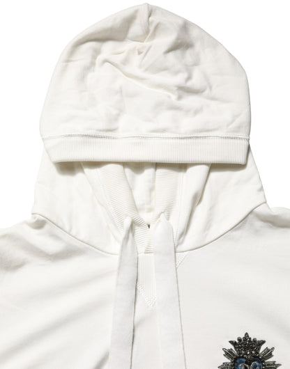 White Cotton Hooded Sweatshirt Sweater