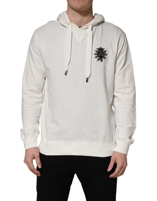 White Cotton Hooded Sweatshirt Sweater
