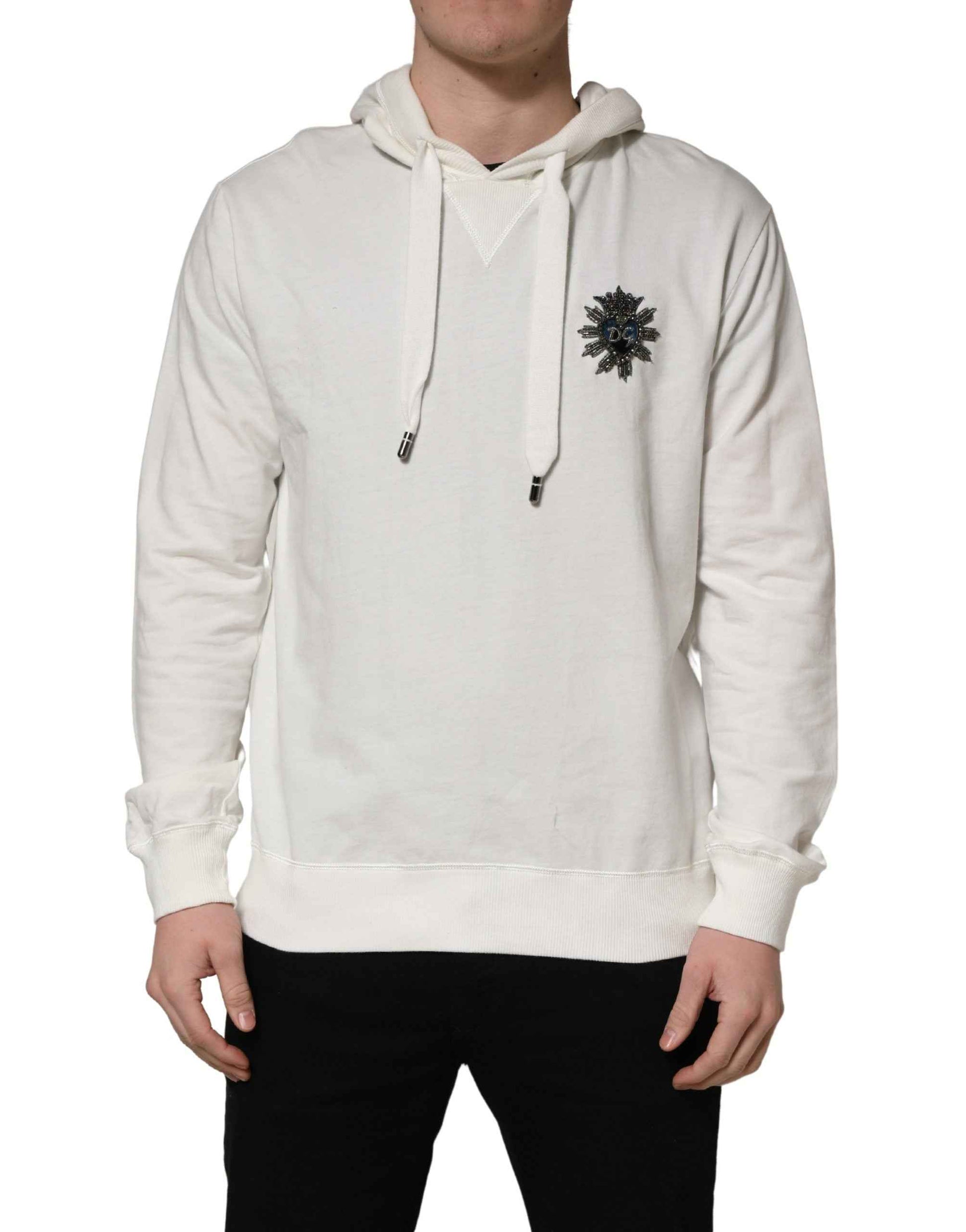White Cotton Hooded Sweatshirt Sweater