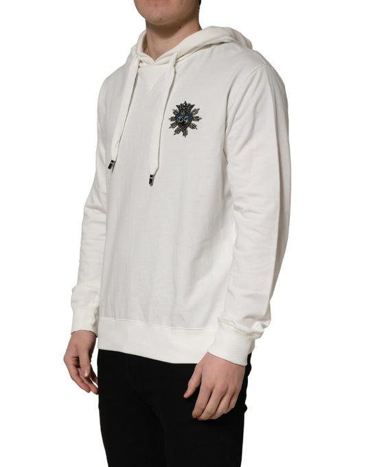 White Cotton Hooded Sweatshirt Sweater