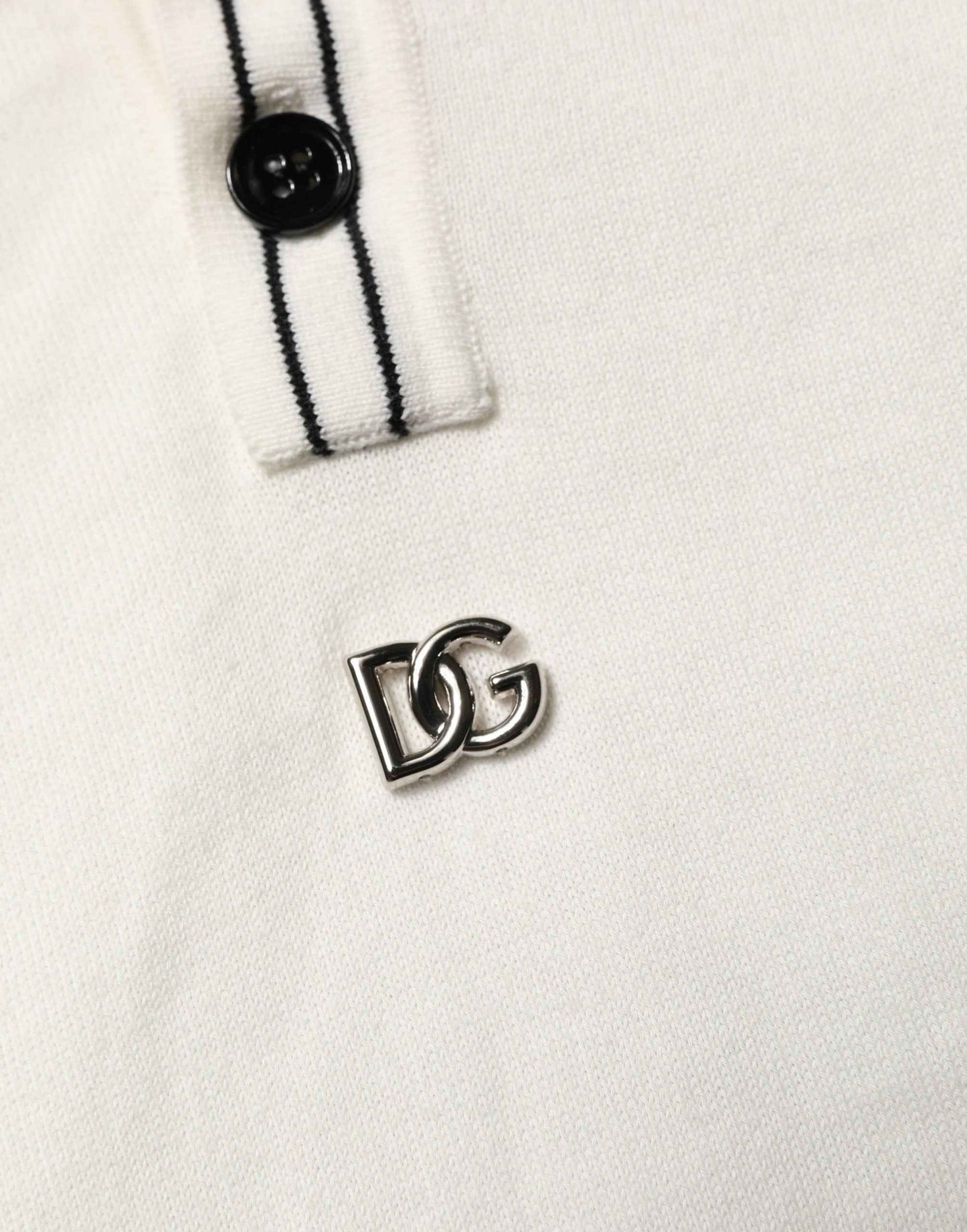 White Cotton Blend Men Polo Pullover Sweater