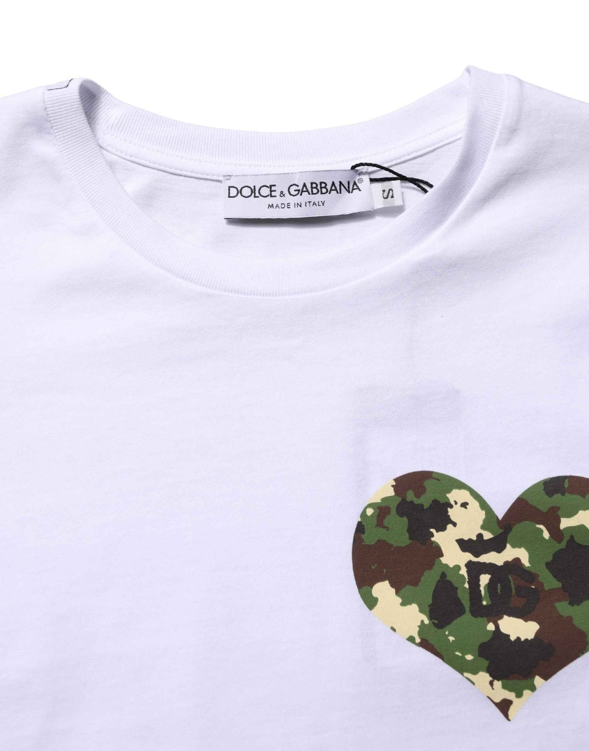 White Heart Shaped Camouflage Patch Men T-shirt