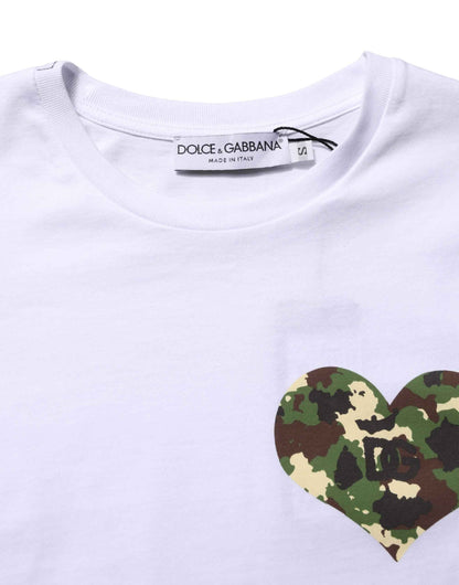 White Heart Shaped Camouflage Patch Men T-shirt
