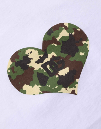 White Heart Shaped Camouflage Patch Men T-shirt
