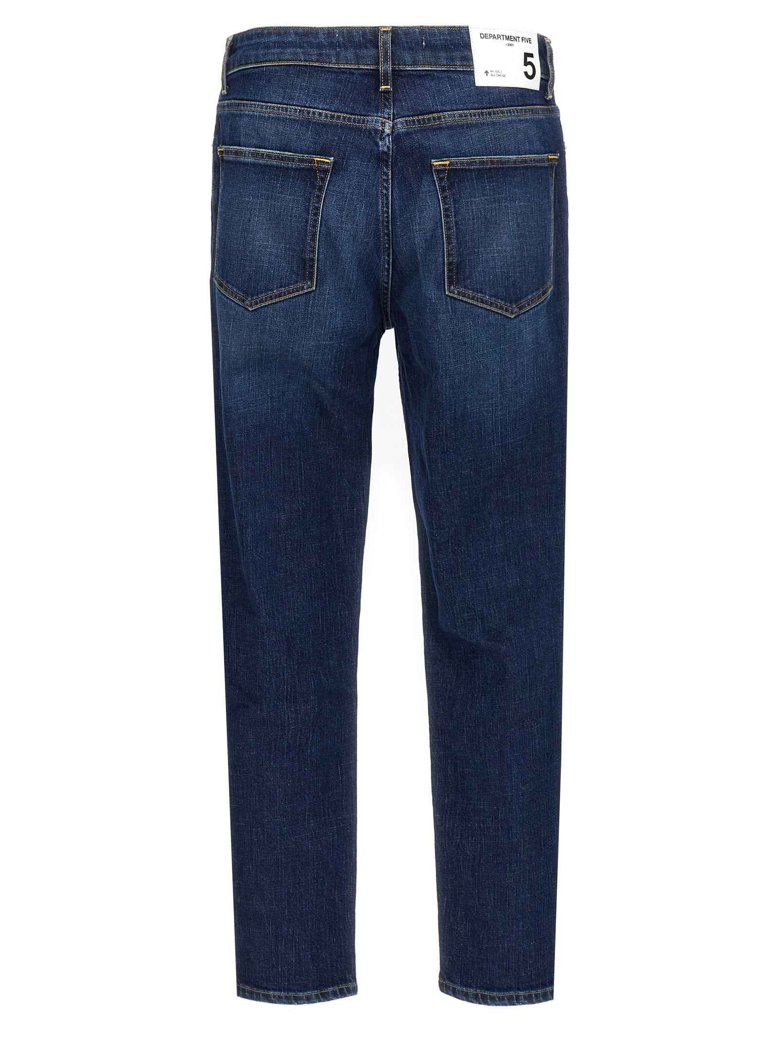 Blue Cotton Straight-Leg Jeans