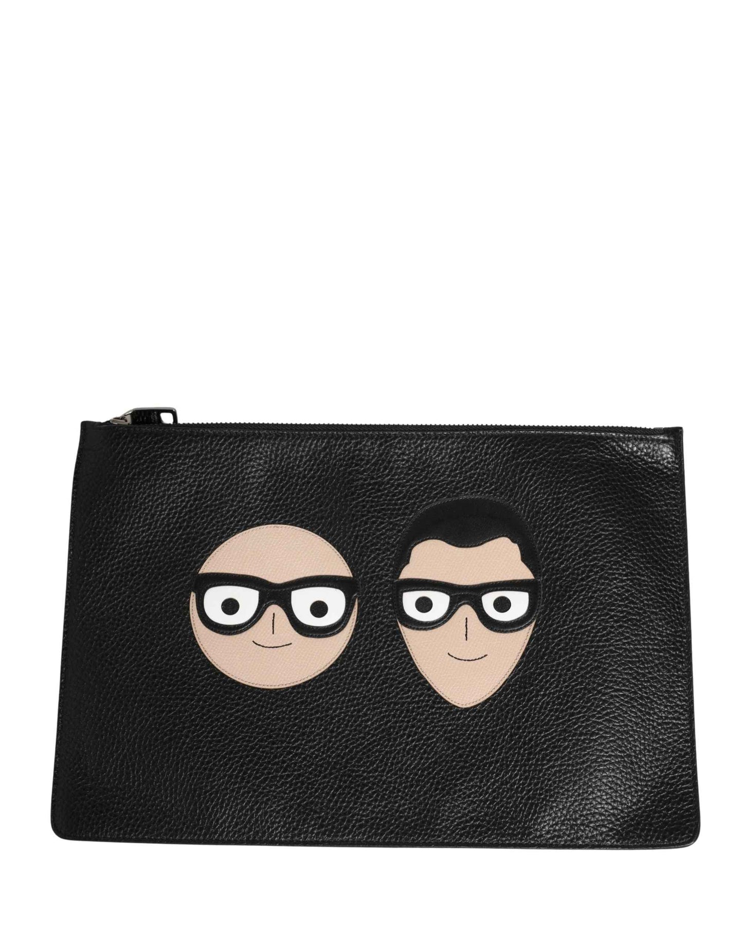 Black #DGFamily Embellished Leather Clutch Borse Bag